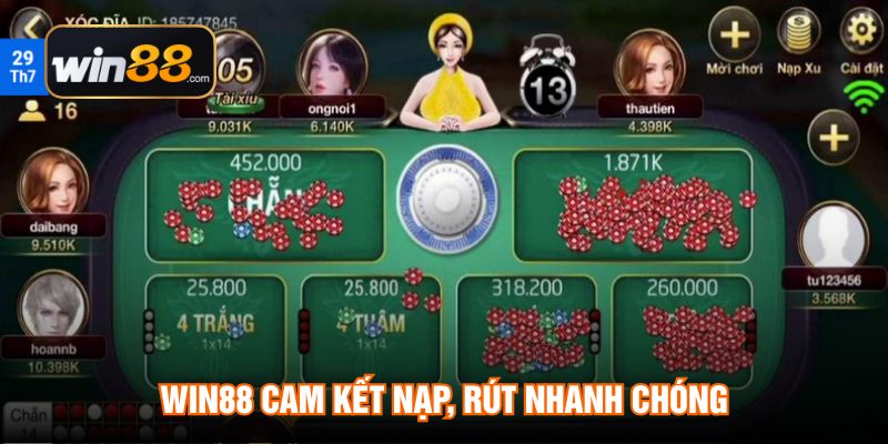 WIN88 cam kết nạp, rút nhanh chóng